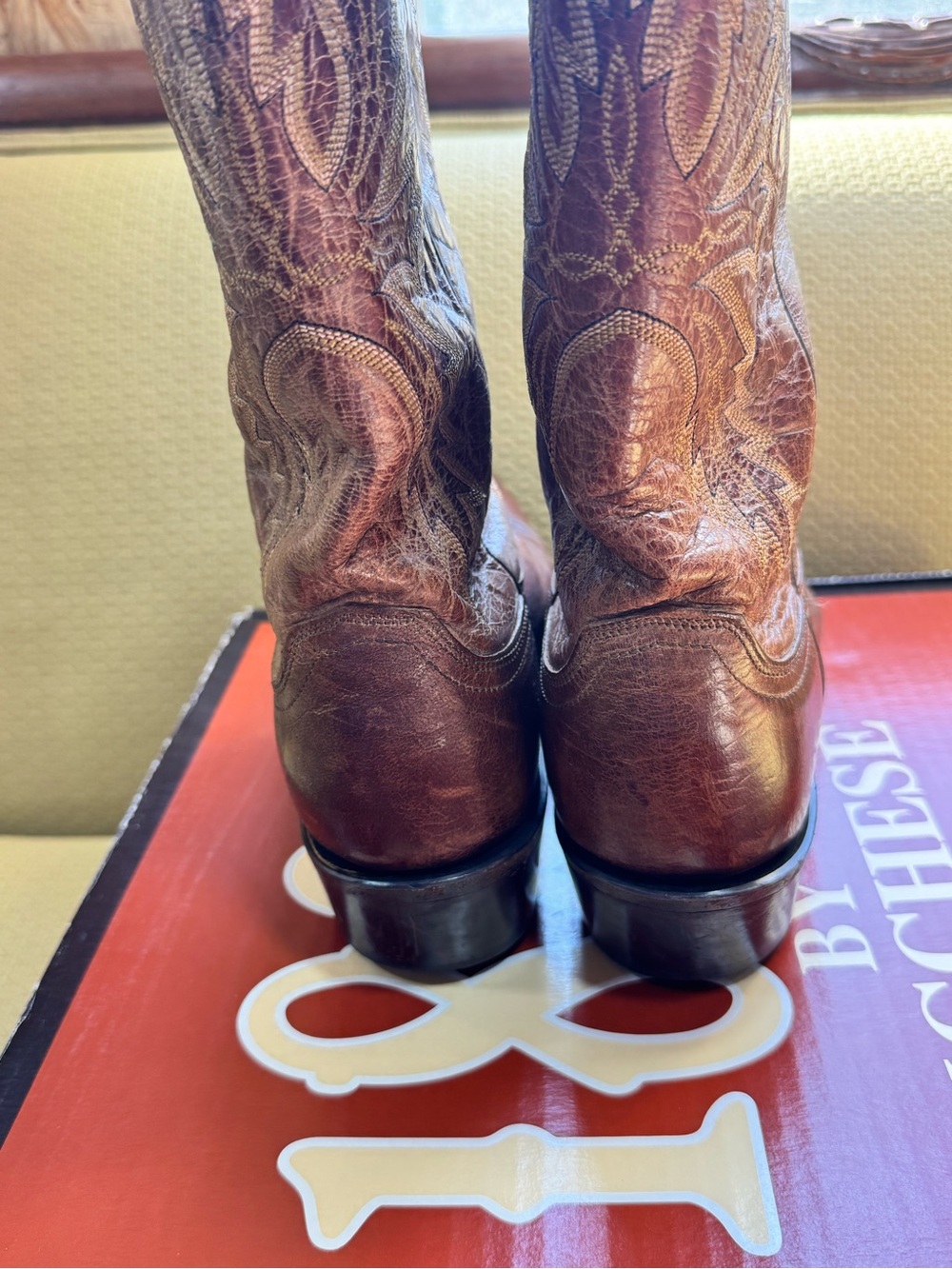 Lucchese Brown Leather Western Cowboy Boots - Picture 6 of 10